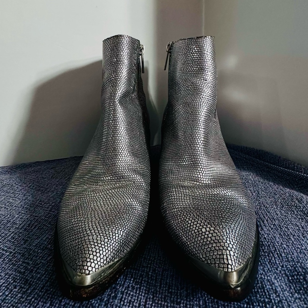 Vintage Leather Calvin Klein Metallic Ankle Boots Size 10